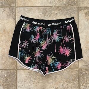 JusticeSport Black Palm Tree Shorts Size XL 16/18 Plus Girls